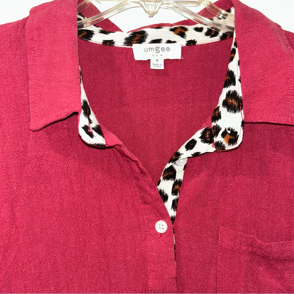 Umgee Pink Tunic with Leopard Accents Women’s Medium - Picture 8 of 8